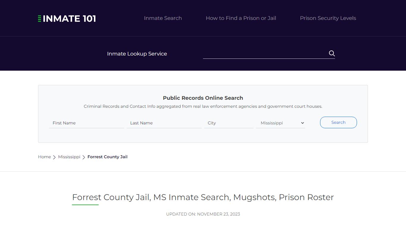 Forrest County Jail, MS Inmate Search, Mugshots, Prison Roster